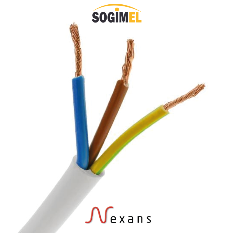 CÂBLE SOUPLE NEXANS 3X1MM² U500 SV1V (H05VV-F)